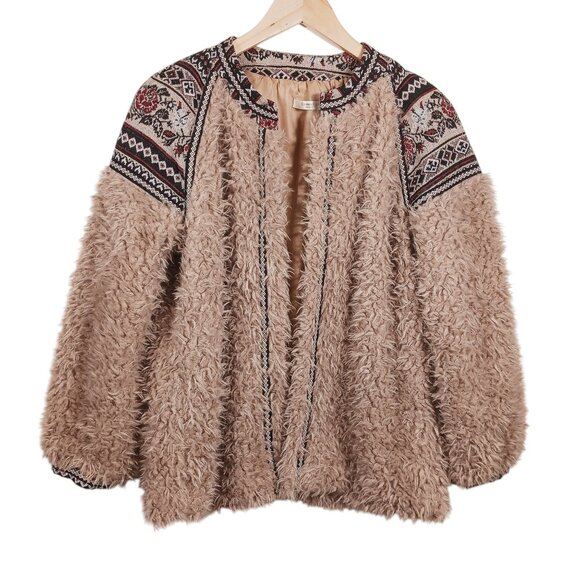 Cherry Paris Jackets & Blazers - Cherry Paris, 70's Vintage Look, Tan, Shaggy, Boho Jacket Size T3 (Med.- Lrg)